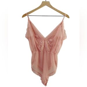 Chelsea28 pink sheer lace bodysuit